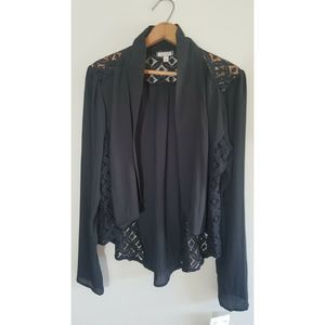 EYESHADOW CLOTHING Black Shrug Jacket w/Lace - NWT